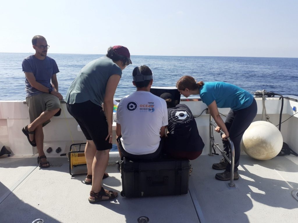 equipo trabajando en la revisión del estado de un pecio hundido en el puerto de cartagena